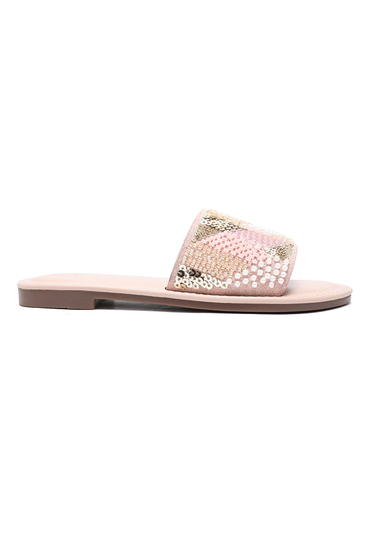 GOLDEN MOSAIC EMBELLISHED SLIDES-PINK