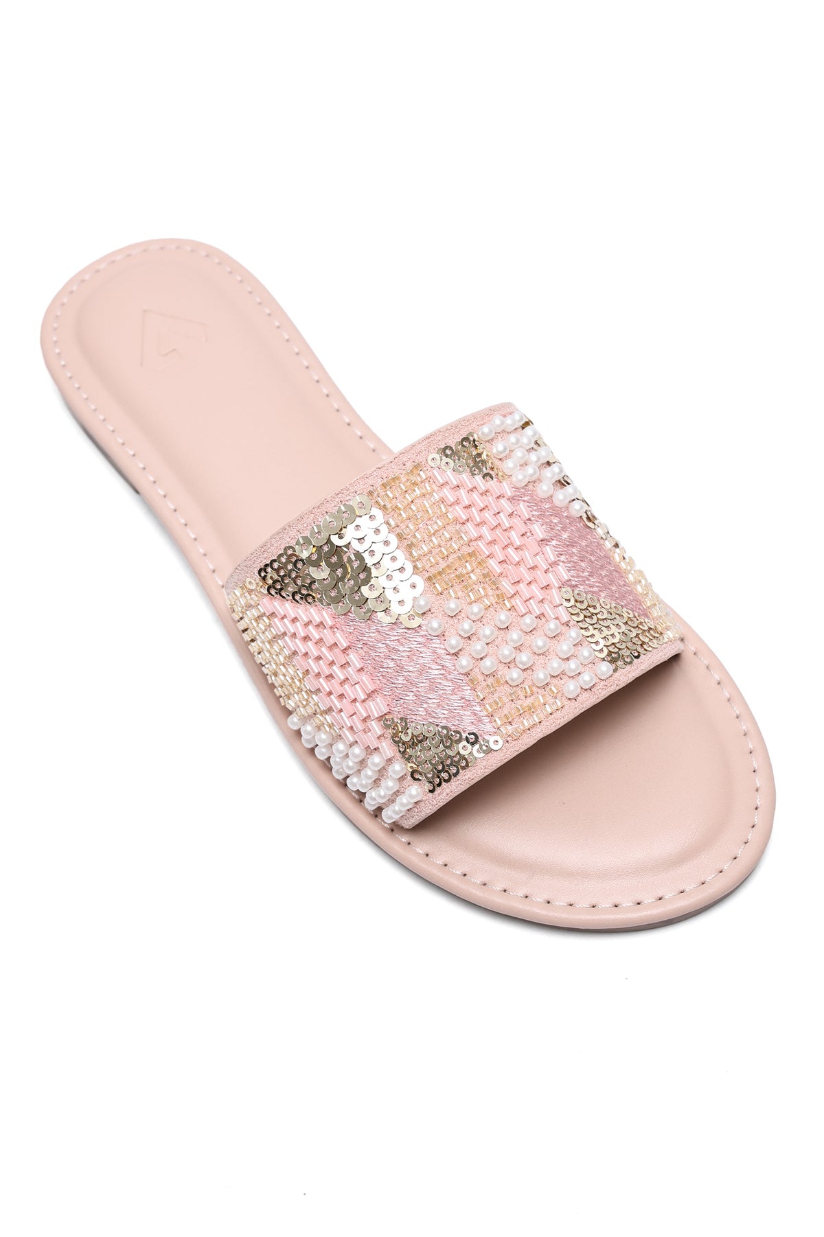GOLDEN MOSAIC EMBELLISHED SLIDES-PINK