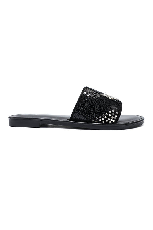 GOLDEN MOSAIC EMBELLISHED SLIDES-BLACK