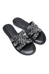 ICONIC GLASS CUT SLIDES-BLACK