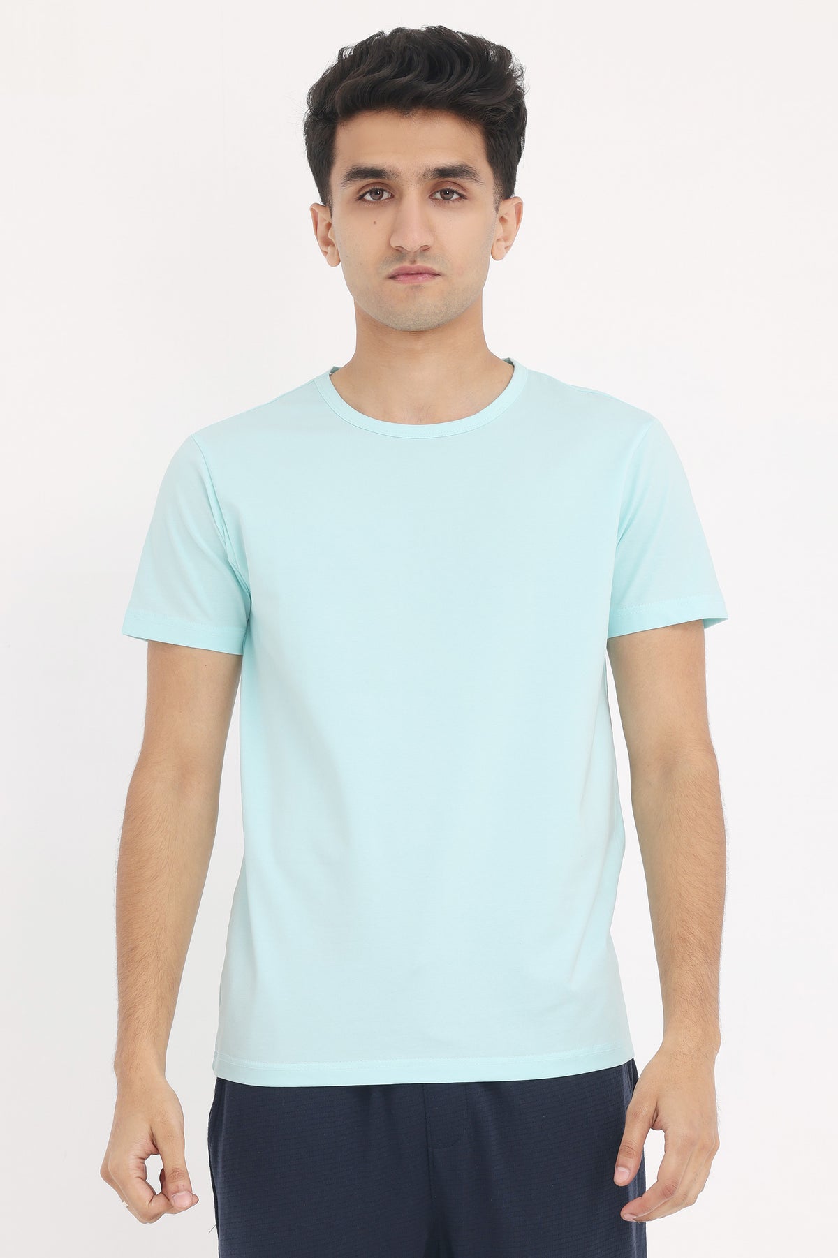PREMIUM COTTON CREW NECK TEE-SKY-BLUE