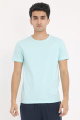 PREMIUM COTTON CREW NECK TEE-SKY-BLUE