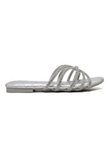 SIGNATURE KNOTTED GLAM SLIDE-SILVER
