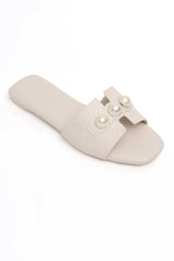 TEXTURED PEARL SANDAL-BEIGE