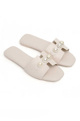 TEXTURED PEARL SANDALS-BEIGE