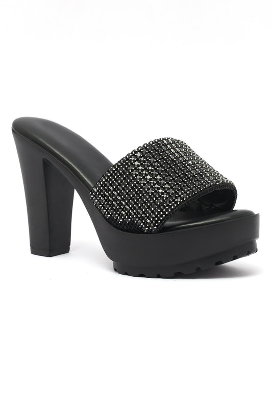 SHINY PLATFORM HEELS-BLACK