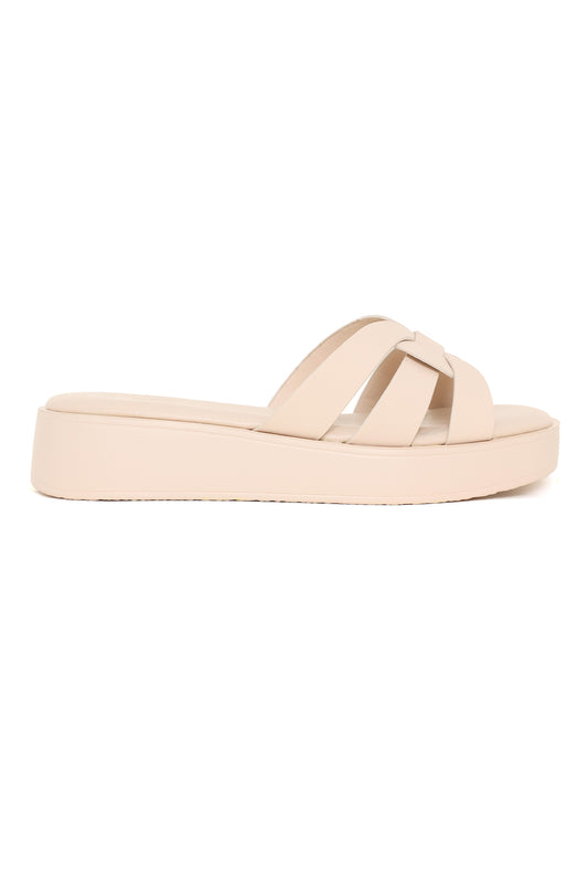 BRAIDED BLISS SLIDE-BEIGE