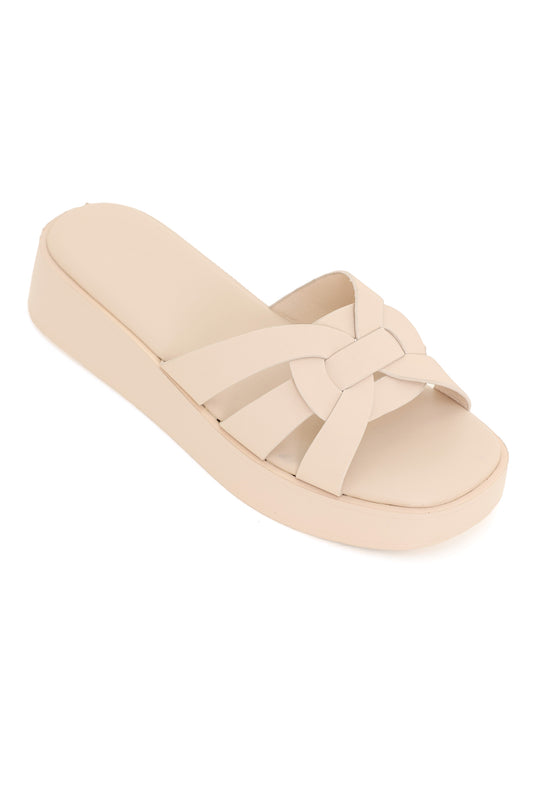 BRAIDED BLISS SLIDE-BEIGE