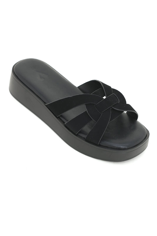 BRAIDED BLISS SLIDE-BLACK