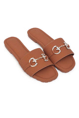 GLAM BUCKLE FLATS-CAMEL