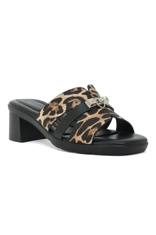 WILD CHARM LEOPARD BUCKLE HEEL-BLACK