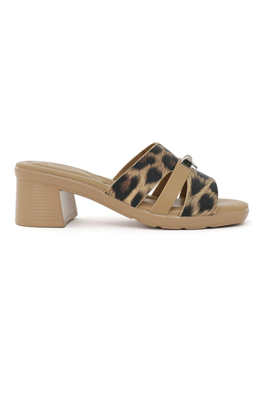 WILD CHARM LEOPARD BUCKLE HEEL-KHAKI
