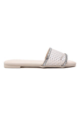 GLITZ FLAT SLIDES-BEIGE