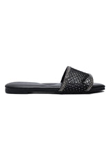 GLITZ FLAT SLIDES-BLACK