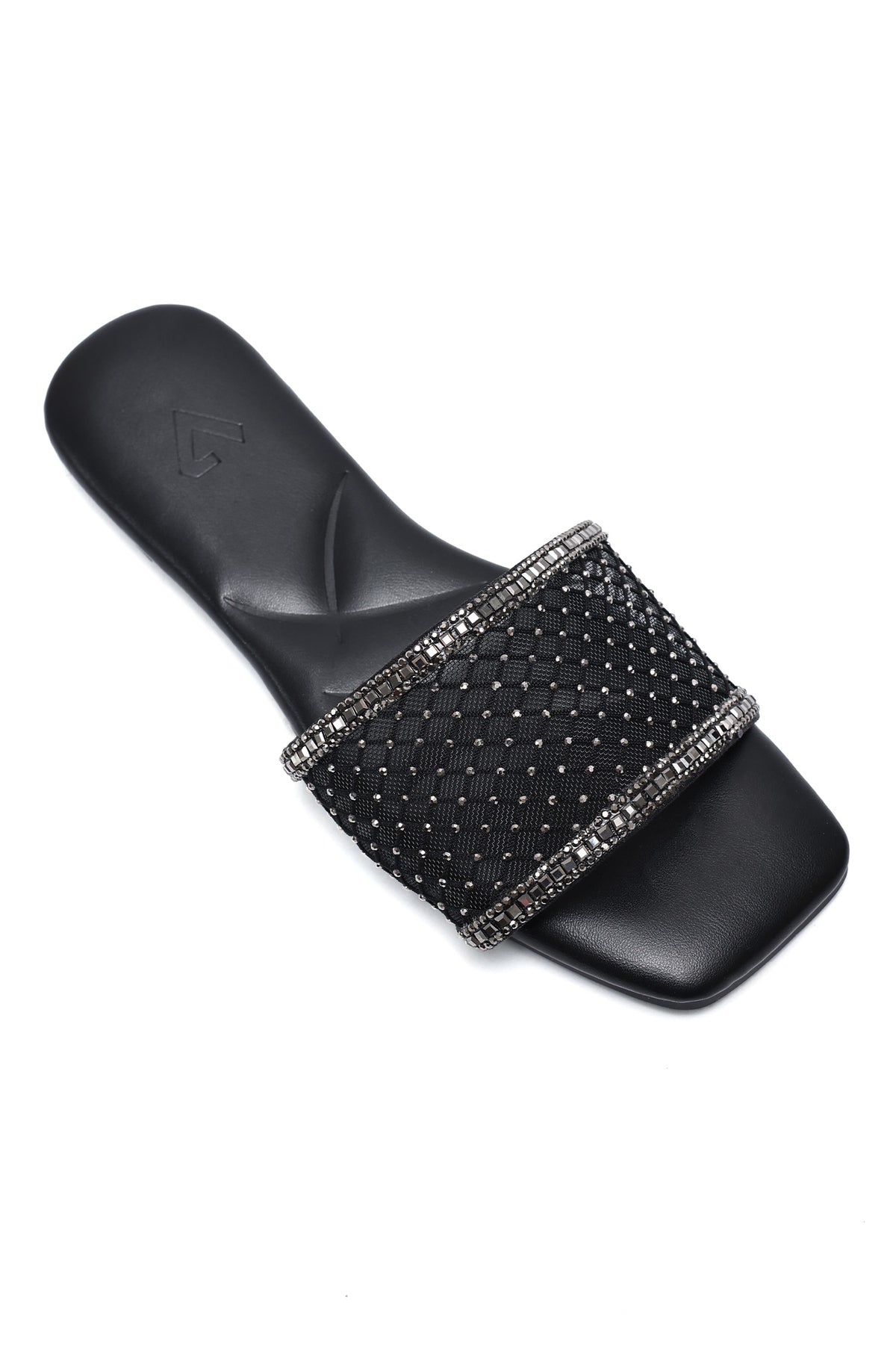 GLITZ FLAT SLIDES-BLACK