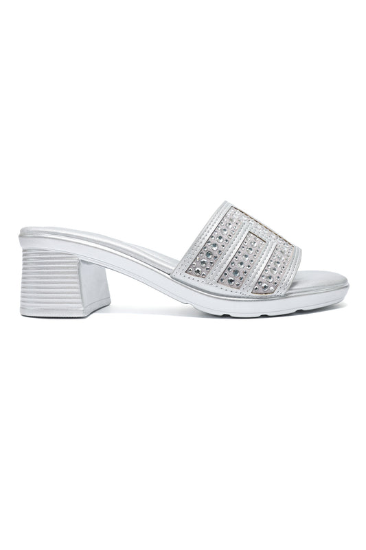 STURDY GLAM HEEL-SILVER