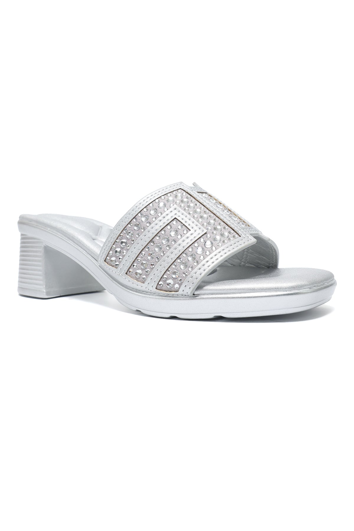 STURDY GLAM HEEL-SILVER