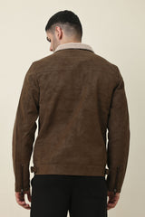 SHERPA-LINED LUXE JACKET-COFFEE