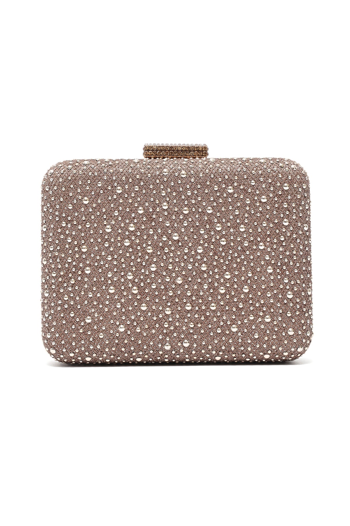 RHINESTONE BOX CLUTCH BAG -BRONZE