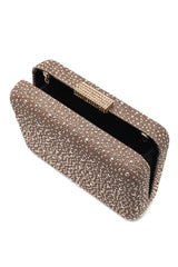 RHINESTONE BOX CLUTCH BAG -BRONZE