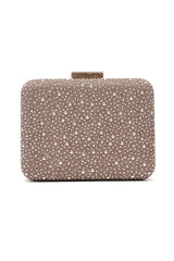 RHINESTONE BOX CLUTCH BAG -BRONZE