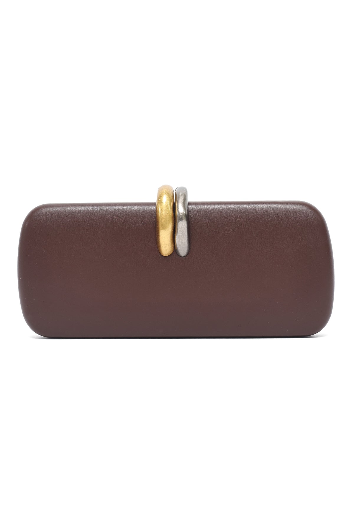 METAL CLASP CLUTCH-DK/BRWN