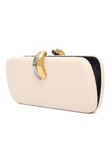 METAL CLASP CLUTCH-BEIGE