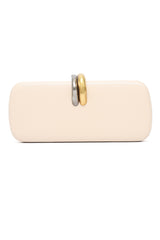 METAL CLASP CLUTCH-BEIGE