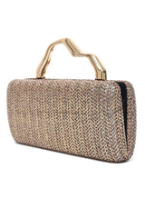 WOVEN HANDLE CLUTCH-GOLD
