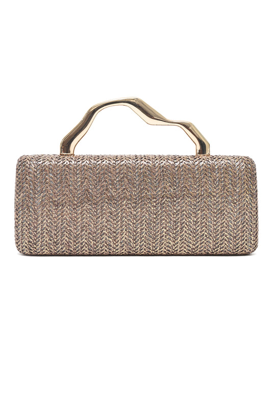WOVEN HANDLE CLUTCH-GOLD