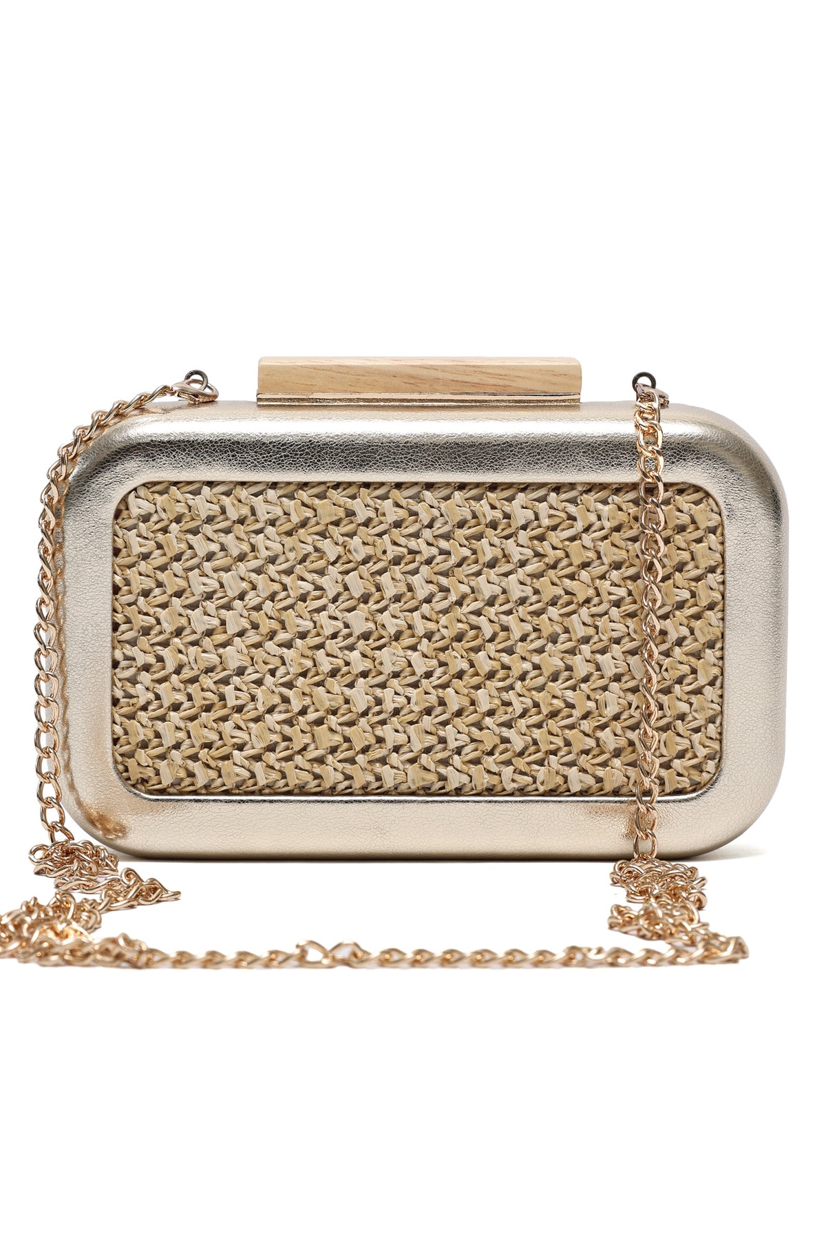 WEAVE BOX CLUTCH-GOLD