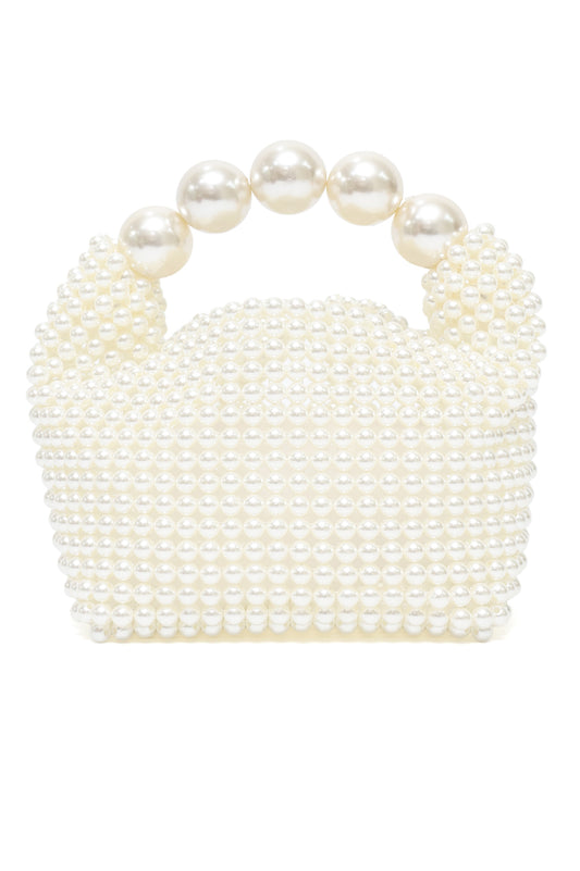 PEARL HANDLE BEAD BAG-PEARL