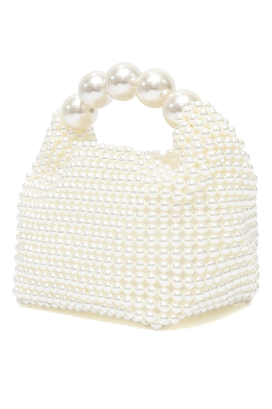 PEARL HANDLE BEAD BAG-PEARL
