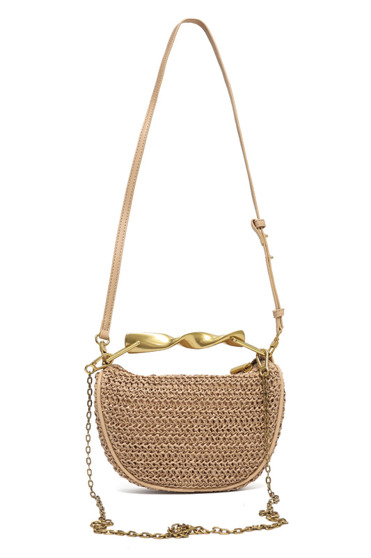 STYLISH SHOULDER CLUTCH-NATURAL