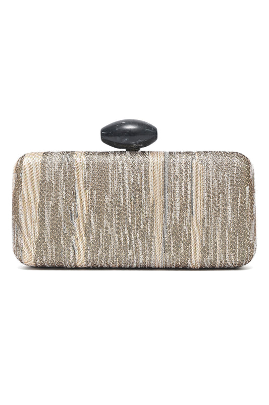 MARBLE CLASP EVENING CLUTCH-BLACK