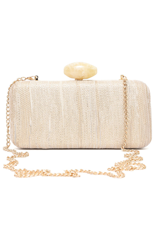 MARBLE CLASP EVENING CLUTCH-NATURAL