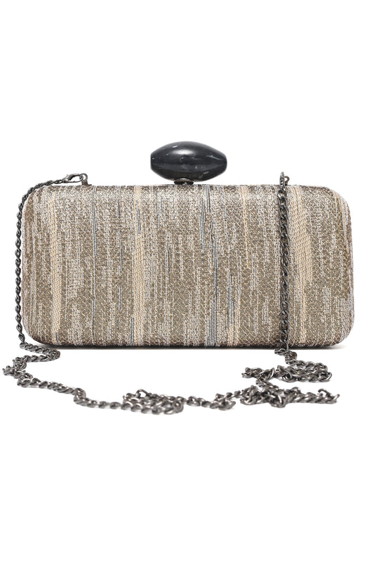 MARBLE CLASP EVENING CLUTCH-BLACK