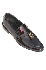 PATENT LEATHER TASSEL LOAFERS-WINE