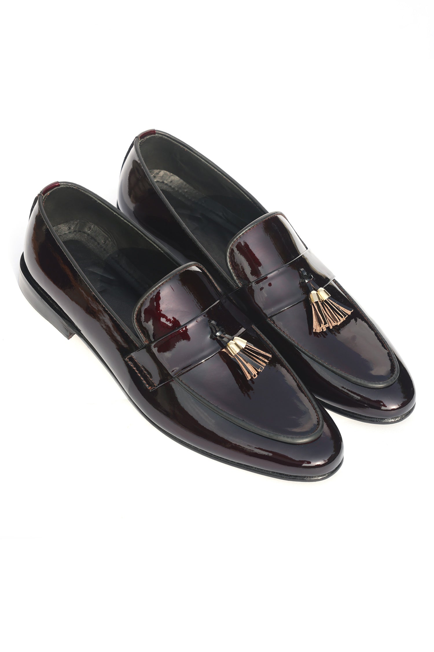 PATENT LEATHER TASSEL LOAFERS-WINE