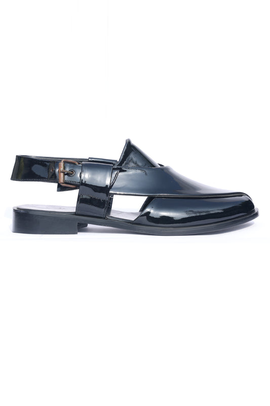LEATHER PESHAWARI CHAPPAL-BLACK