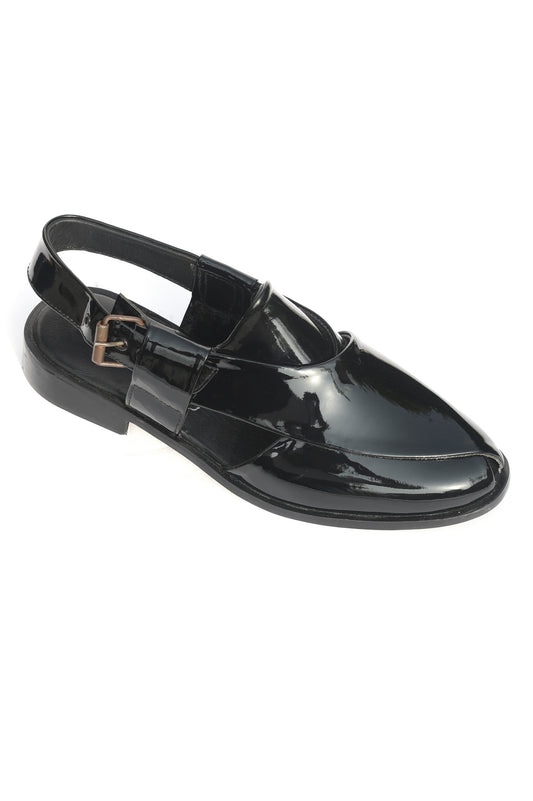 LEATHER PESHAWARI CHAPPAL-BLACK
