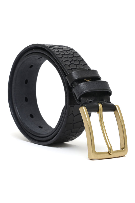 FALDAN STRAIGHT-CUT LEATHER BELT-BLACK