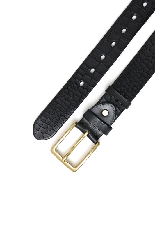 FALDAN STRAIGHT-CUT LEATHER BELT-BLACK