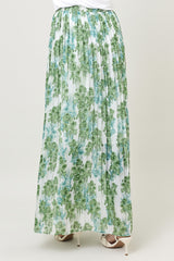 BLOOM PLEATED GEORGETTE MAXI SKIRT-GREEN