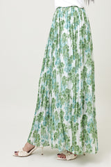 BLOOM PLEATED GEORGETTE MAXI SKIRT-GREEN