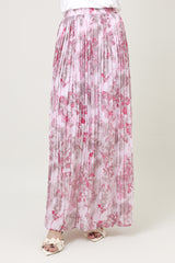 BLOOM PLEATED GEORGETTE MAXI SKIRT-PINK