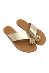 PEARL THONG SLIPPERS-GOLD
