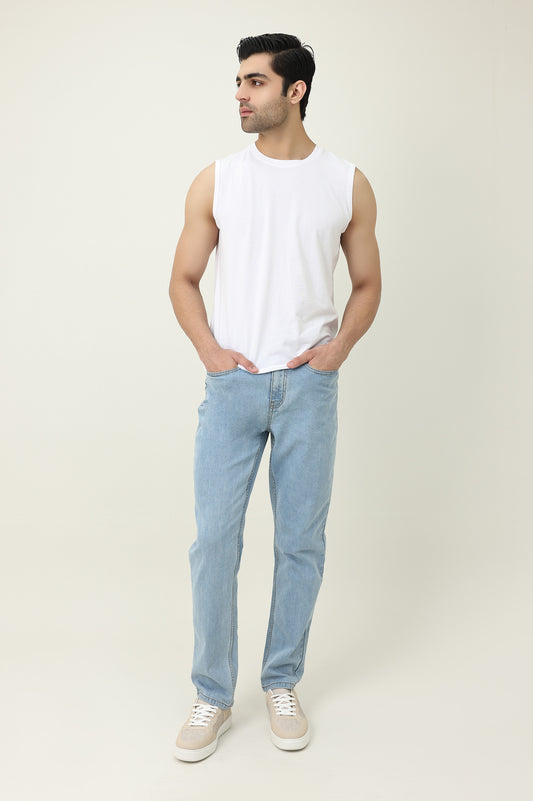 DENIM CUT BOTTOM-SKY/BLUE