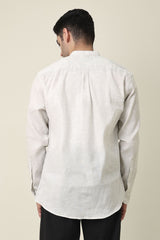 CROWN ELEGANT BAND NECK SHIRT-WHITE