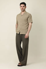 WAFFLE WEAVE SHIRT-KHAKI